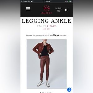 AG jeans burgundy leather skinny pants